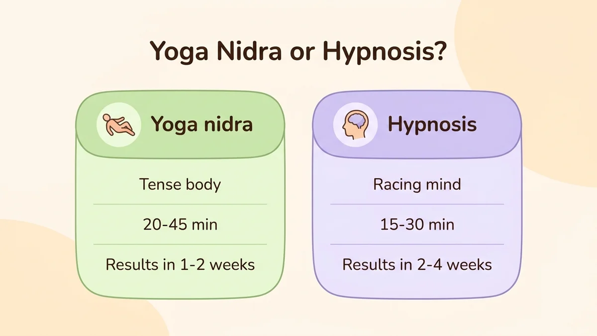 Visual comparison of yoga nidra and hypnosis